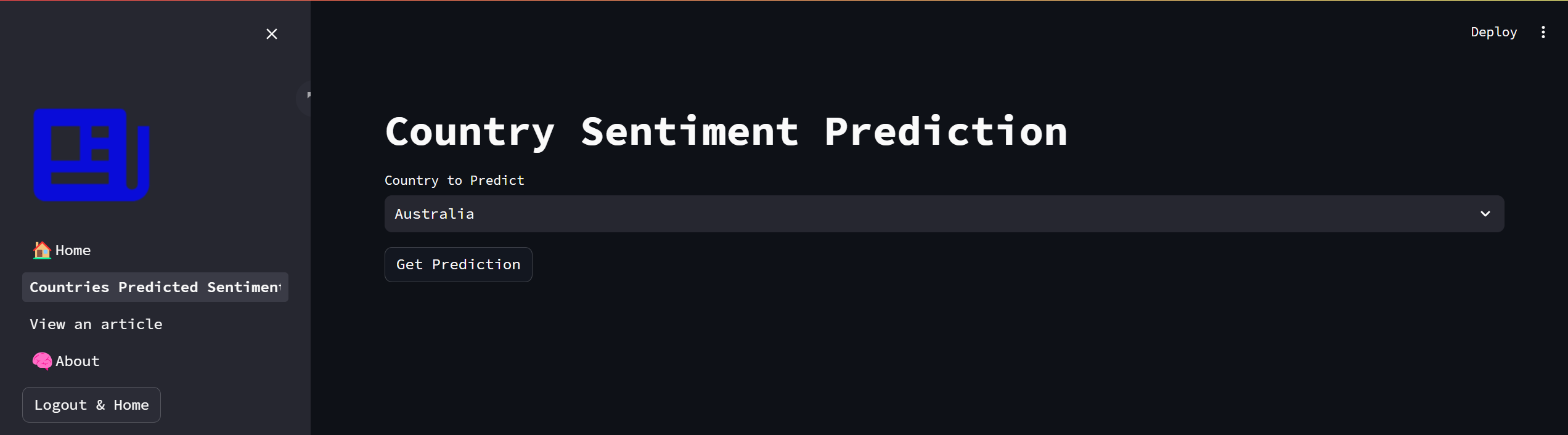 Country Sentiment Predicton page picture