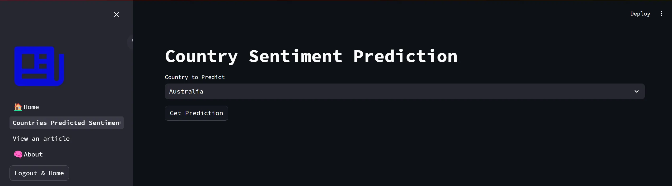 Country Sentiment Predicton page picture